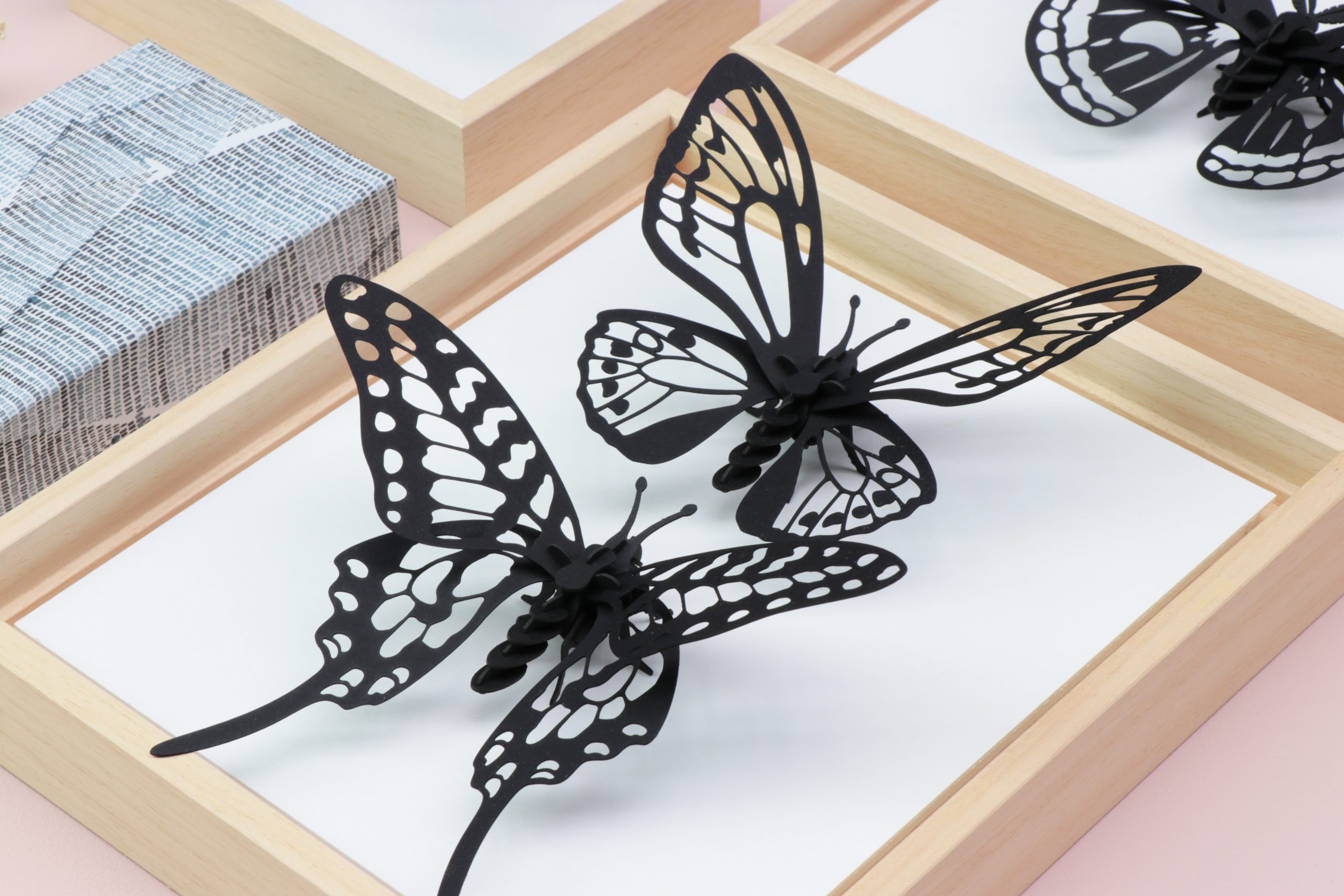Assembli swordt & birdw butterfly in wooden frame